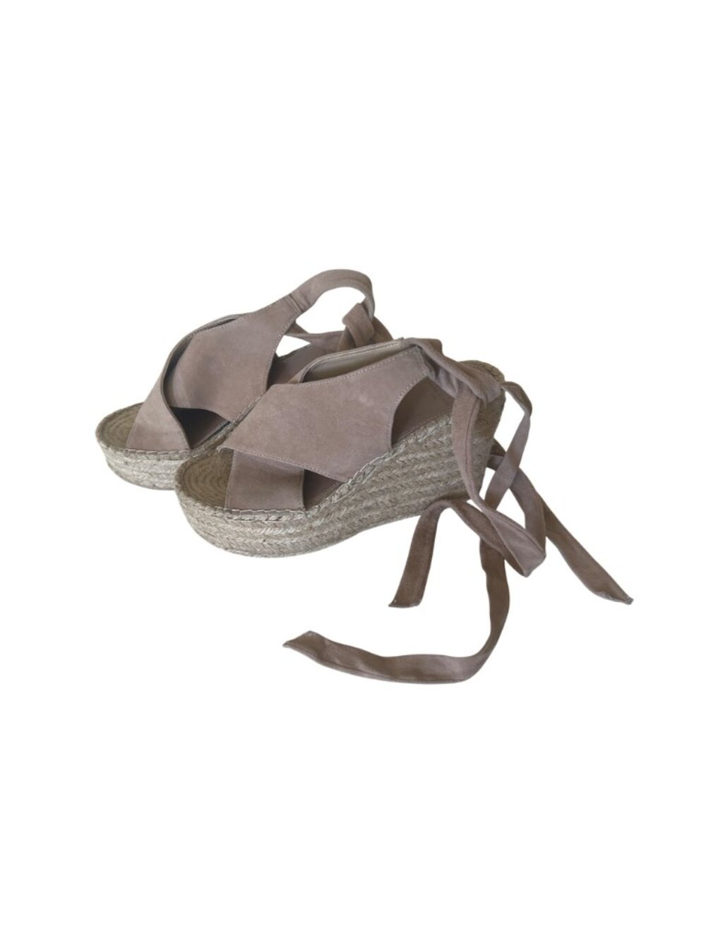 Marc Fisher Andira Pink Suede Wedge Sandals With Ankle Ties - Picture 2 of 10